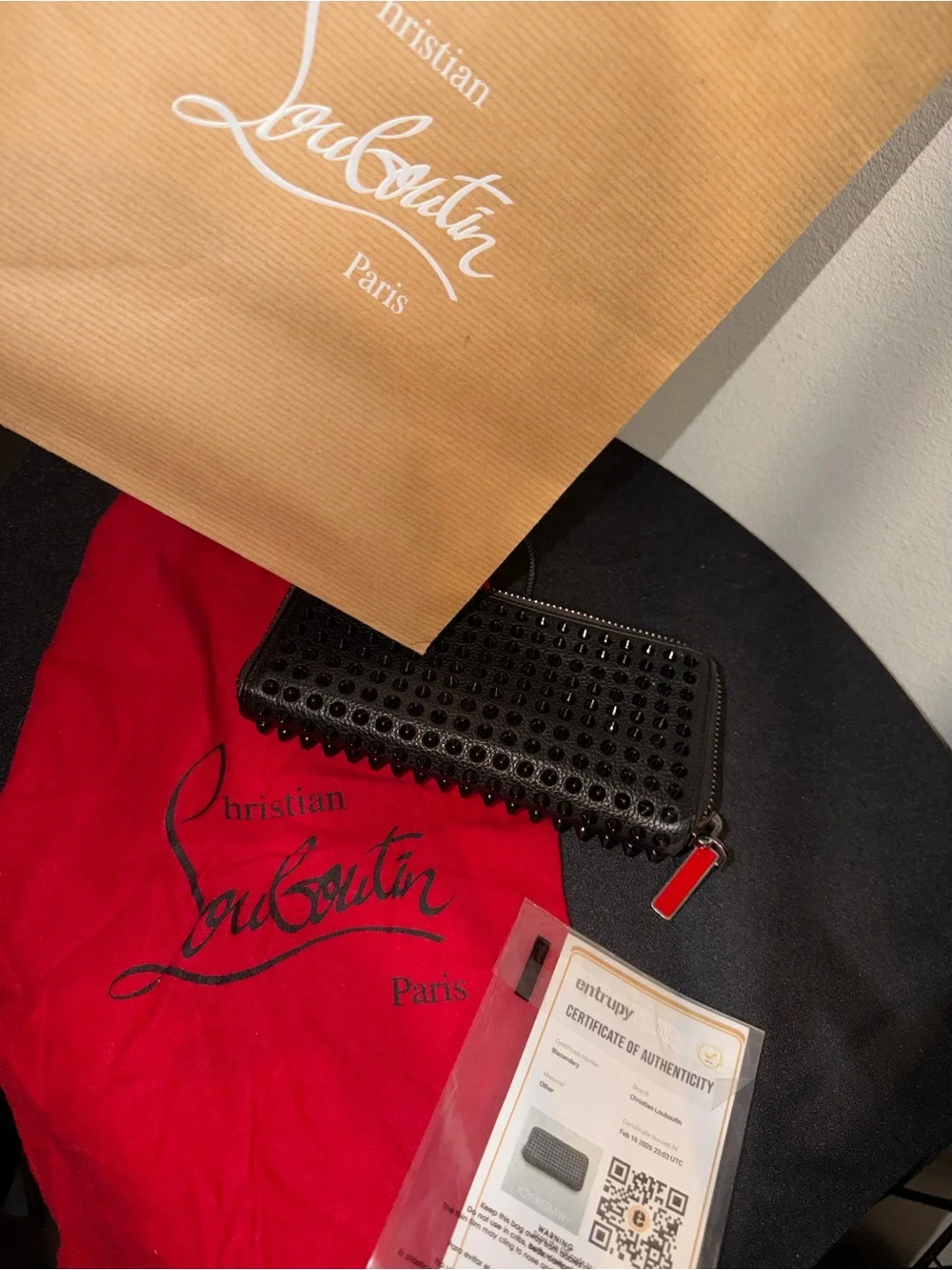 Christian Louboutin Black Spiked Zip-Around Wallet
